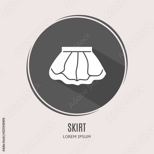 Symbol skirt logo. Illustration of skirt in flat. Stock vector.