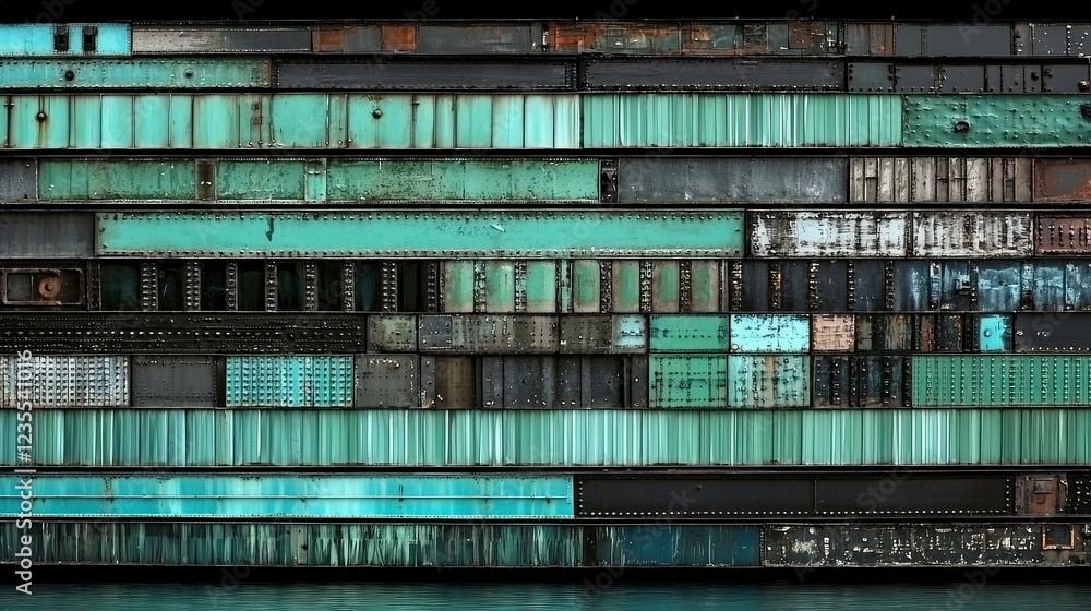 Colorful Abstract Metal Panels with Textures and Patterns in Layers Colorful Abstract Metal Panels with Textures and Patterns in Layers