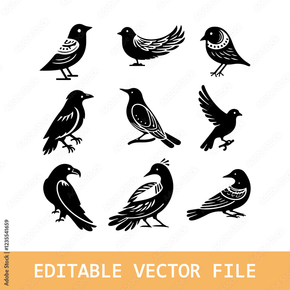 Obraz premium bird set silhouette vector design