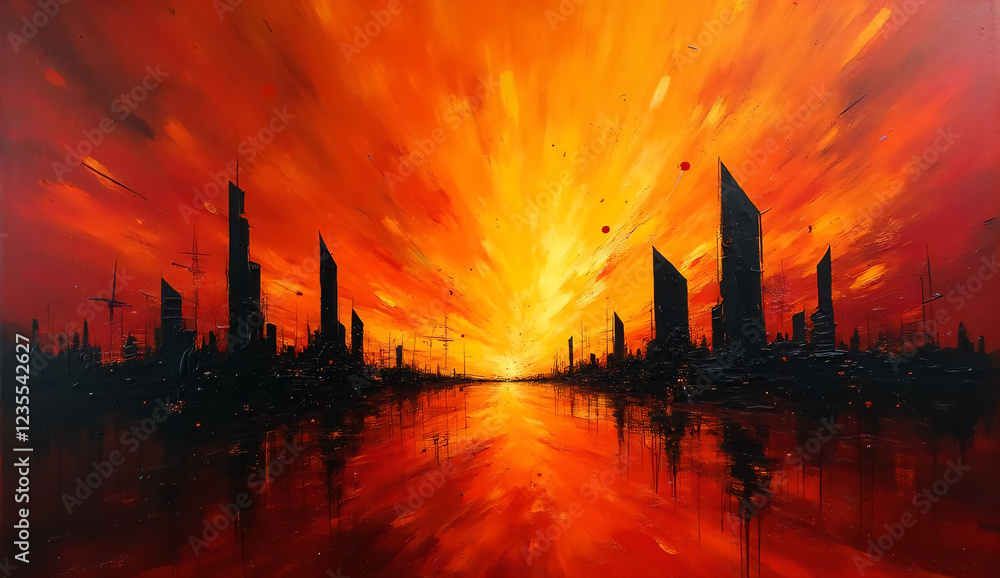 Naklejka premium street in the city of hell
