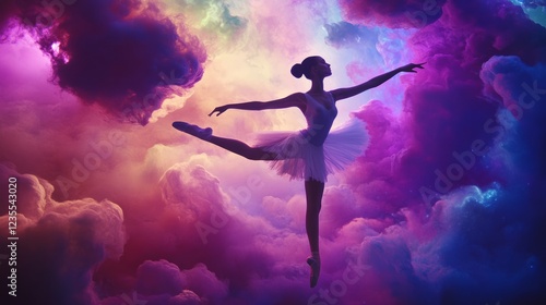 Wallpaper Mural Ballerina Executing a Fluid Dance in a Zero-Gravity Environment - View 3 Torontodigital.ca