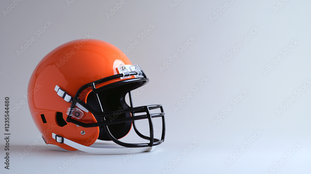 Fototapeta premium orange and black football helmet on white background isolated in studio