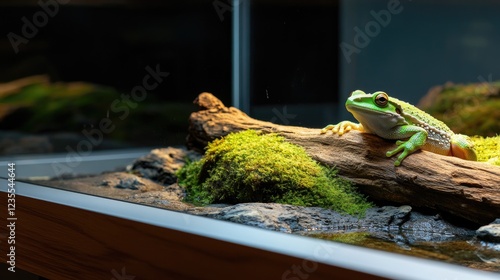 Green Tree Frog in a Terrarium: A Peaceful Oasis