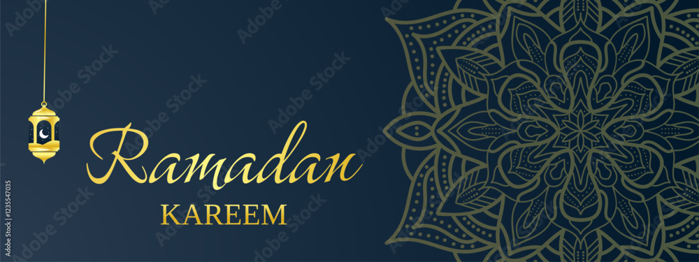 Simple ramadan kareem islamic banner design with mandala and lantern Simple ramadan kareem islamic banner design with mandala and lantern