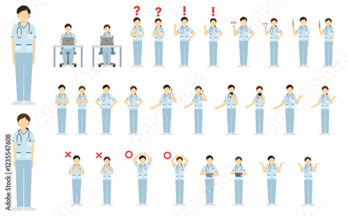 フラットイラスト：看護師正面