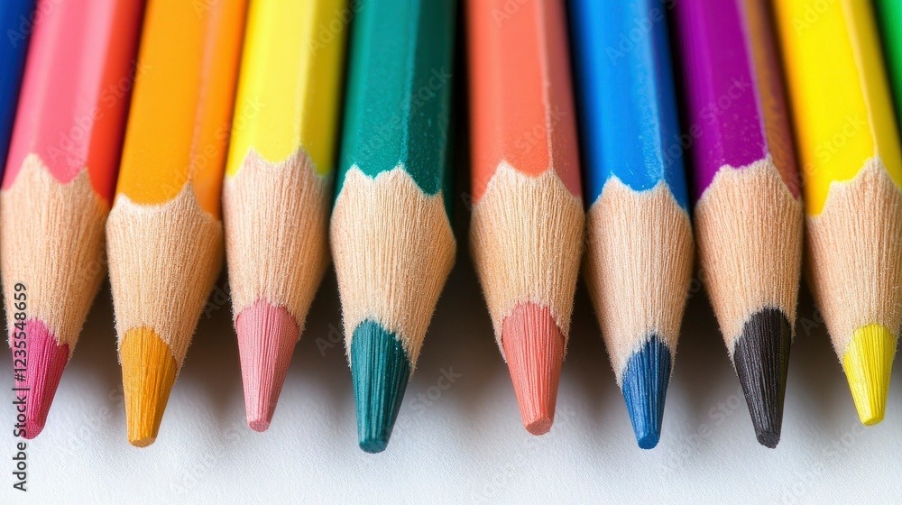 Close-up of Colorful Pencils Arranged in a Row Close-up of Colorful Pencils Arranged in a Row