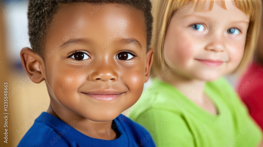 Happy Diverse Preschool Children Smiling Together Happy Diverse Preschool Children Smiling Together