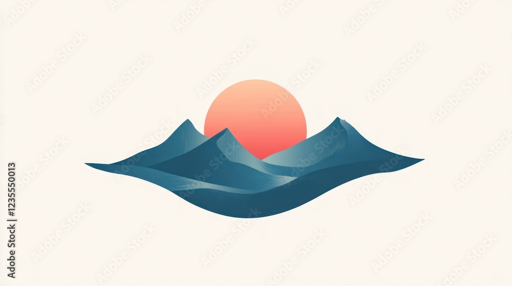 Sunset over mountains, minimalist design, website background Sunset over mountains, minimalist design, website background