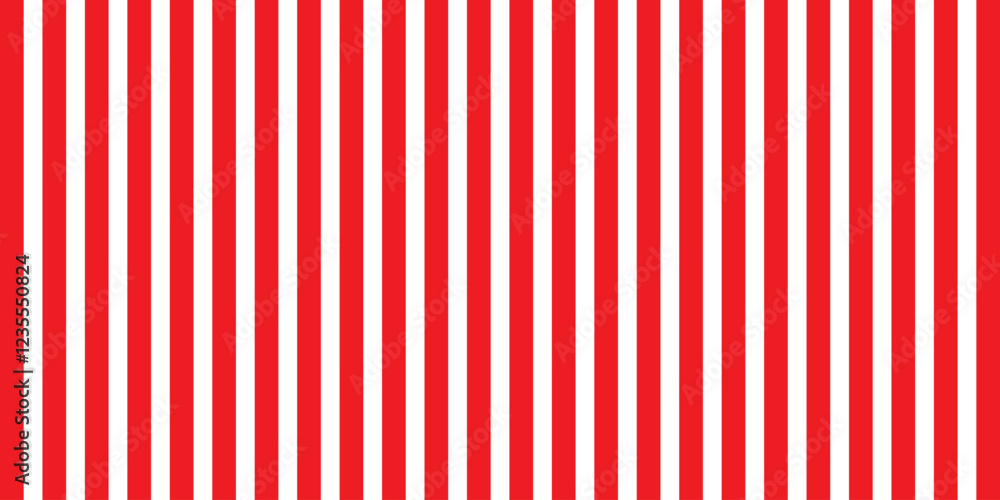 Vector seamless vertical stripes pattern, red and white. Simple background