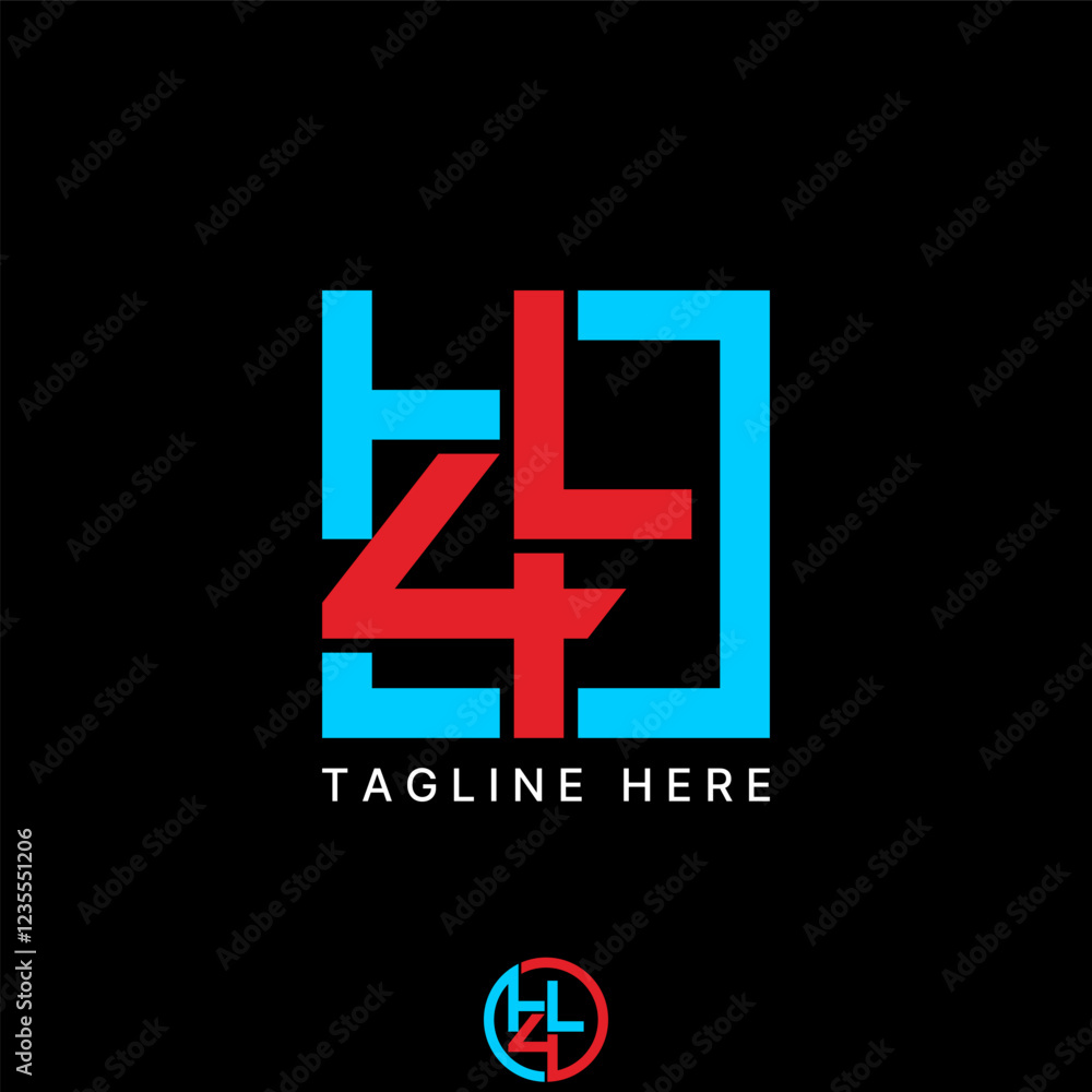 Obraz premium Logo design graphic concept creative premium vector stock image graphic initial HL4 H4L line square sport font tech cutting monogram typography brand
