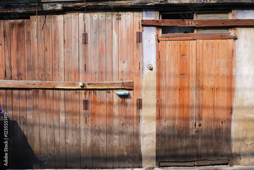 Asia style of old wooden door.