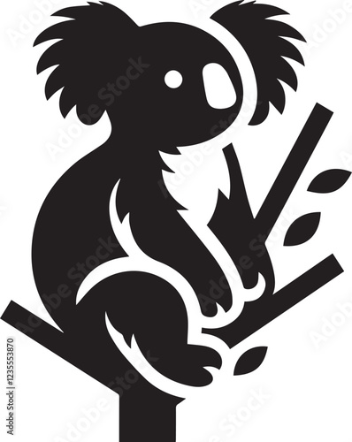 koala silhouette black and white vector icon