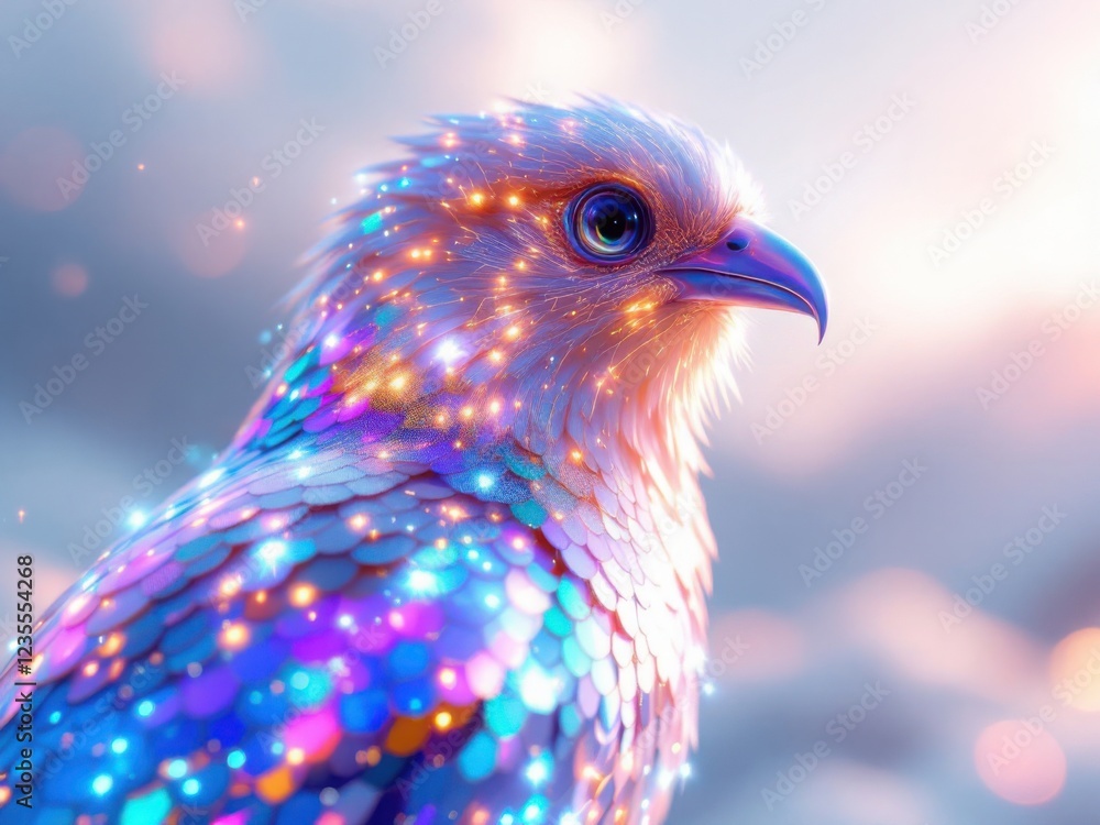 Majestic Eagle with Sparkling Feathers and Magical Aura Majestic Eagle with Sparkling Feathers and Magical Aura