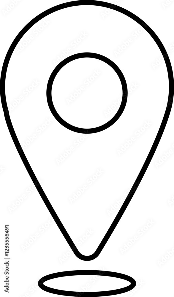 Location and map Pin icon. Map pointer pin sign black outline destination icon, isolated on transparent background. Solid location navigation. Address symbol vector illustration. Location and map Pin icon. Map pointer pin sign black outline destination icon, isolated on transparent background. Solid location navigation. Address symbol vector illustration.