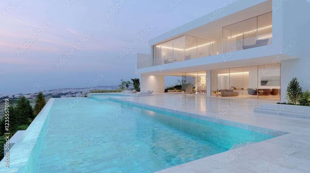 Modern villa ocean view infinity pool sunset luxury home
