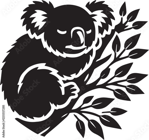 Wallpaper Mural koala silhouette black and white vector icon Torontodigital.ca