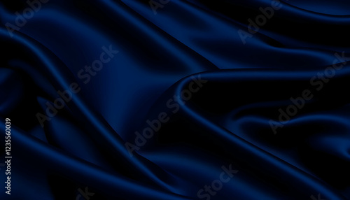 Wallpaper Mural dark blue satin fabric, luxurious textile, flowing waves, deep navy, silk-like texture, shimmering surface, abstract background, rippling folds, midnight blue, glossy material, elegant drapery, rich i Torontodigital.ca