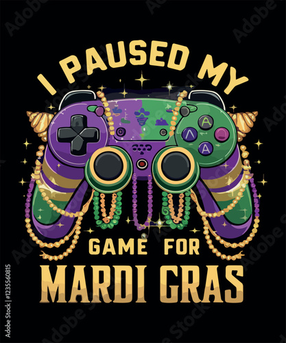 Mardi Gras Gaming Controller  T Shirt Design