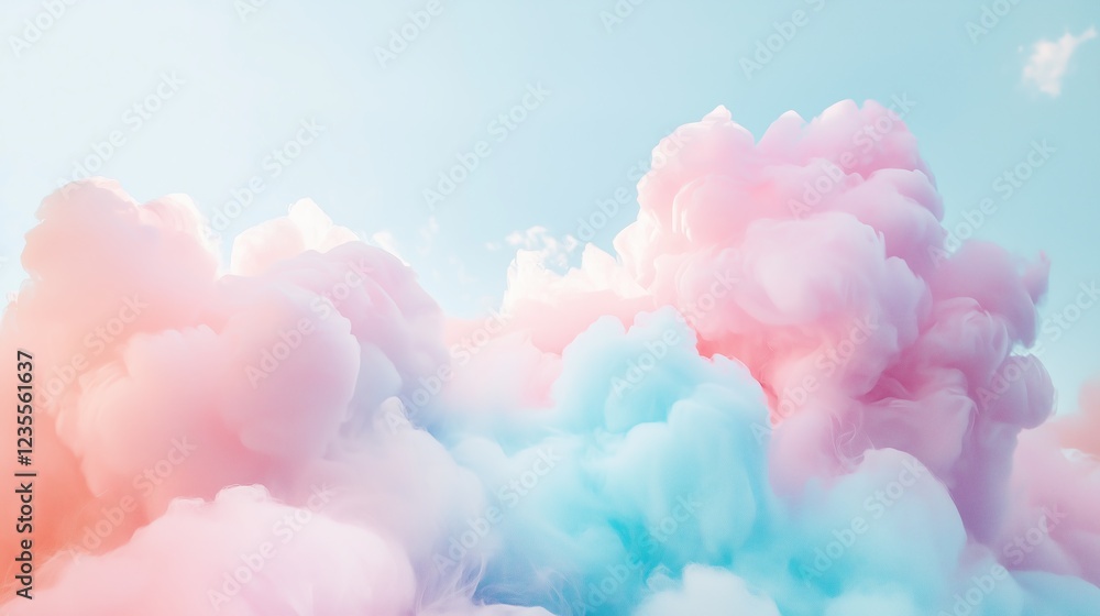 Dreamy Cotton Candy Clouds Merging in a Soft Gradient Sky Dreamy Cotton Candy Clouds Merging in a Soft Gradient Sky