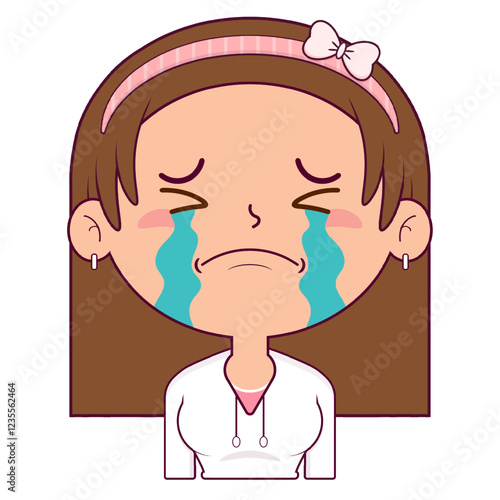 girl crying face cartoon cute