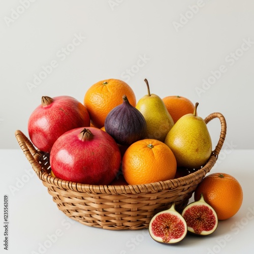 Colorful fruit basket, kitchen, healthy food, still life, background, website, blog photo