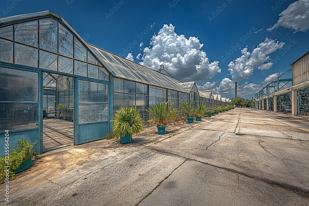 Abandoned Greenhouse Under Blue Sky Abandoned Greenhouse Under Blue Sky