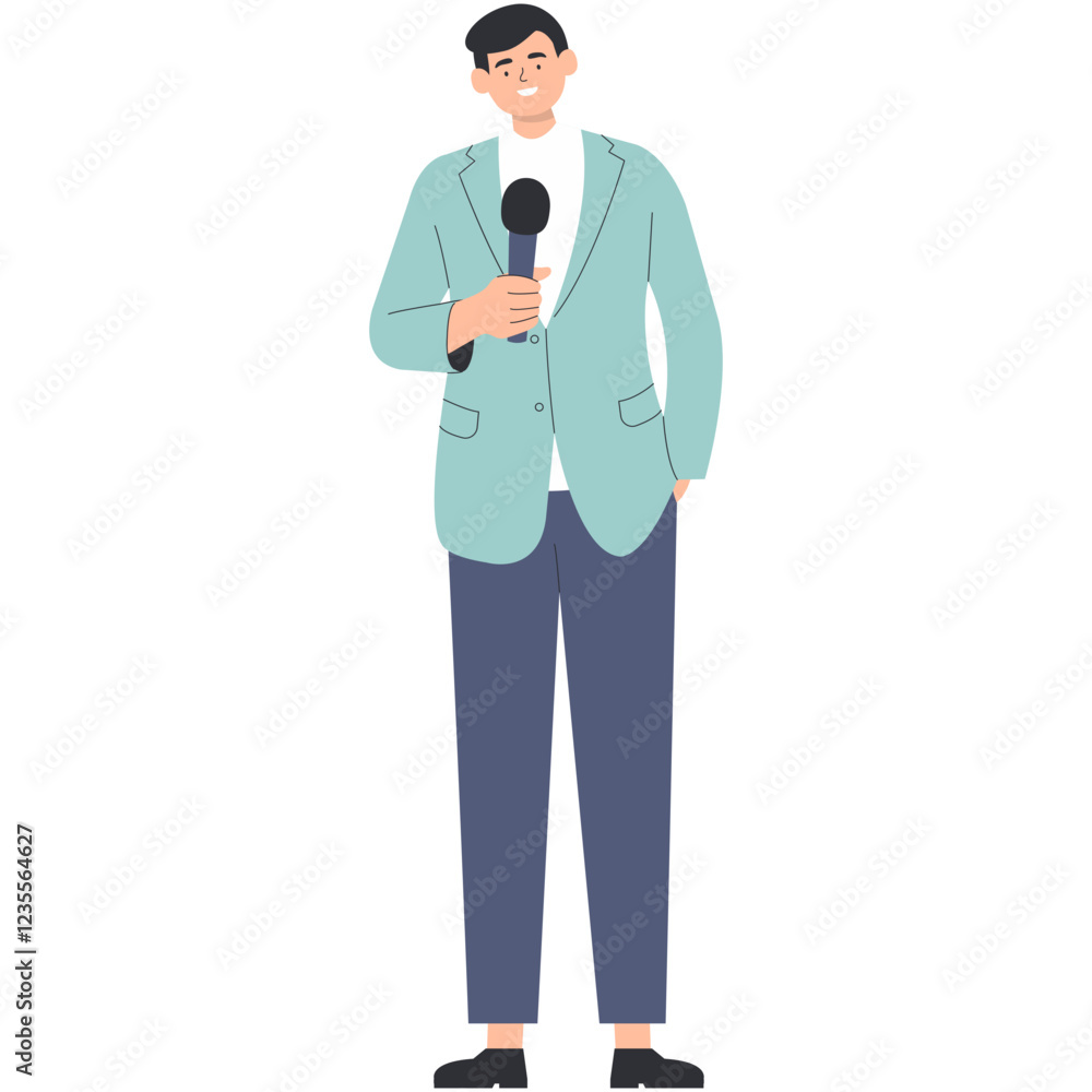 Professional Journalist Cartoon Illustration. Vector Character Design Professional Journalist Cartoon Illustration. Vector Character Design