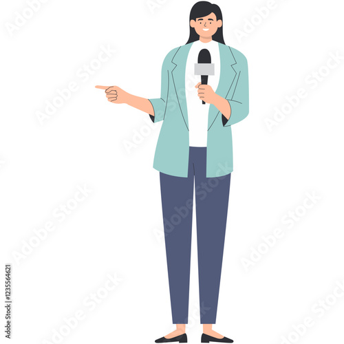 Professional Journalist Cartoon Illustration. Vector Character Design