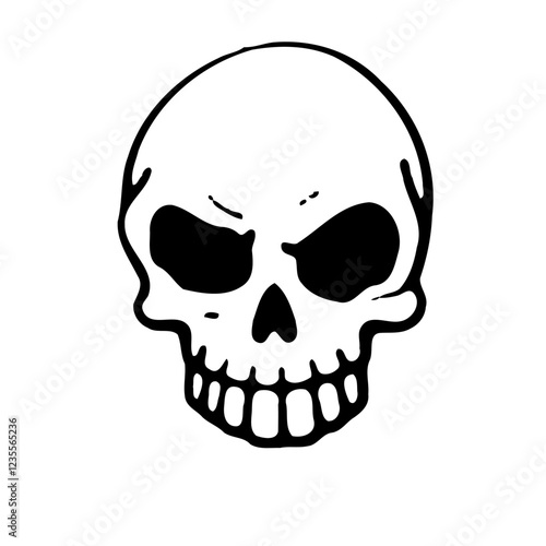 Simple black and white skull illustration drawing