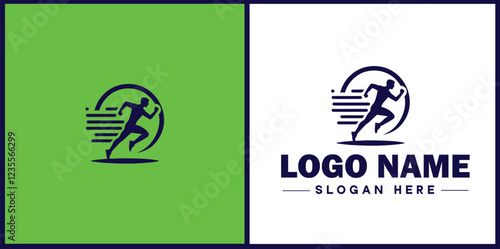 Running Club icon Jogging group Athletics club Running association flat logo sign symbol editable vector