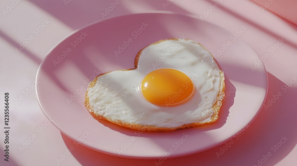 Conceptual Heart-Shaped Fried Egg Romantic Breakfast Image Conceptual Heart-Shaped Fried Egg Romantic Breakfast Image