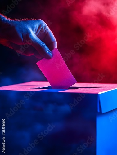 Wallpaper Mural Dramatic Red and Blue Tones of a Presidential Election Vote Being Cast into Ballot Box Torontodigital.ca