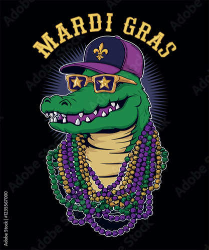 Mardi Gras Alligator T Shirt Design