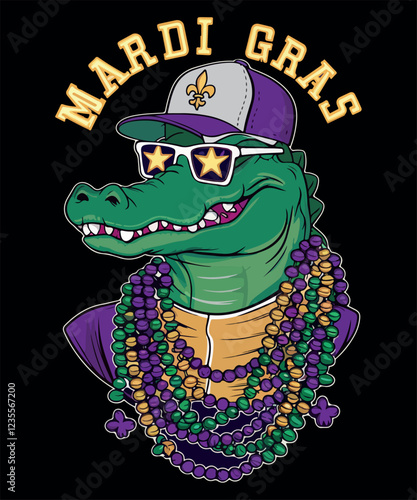 Mardi Gras Alligator T Shirt Design