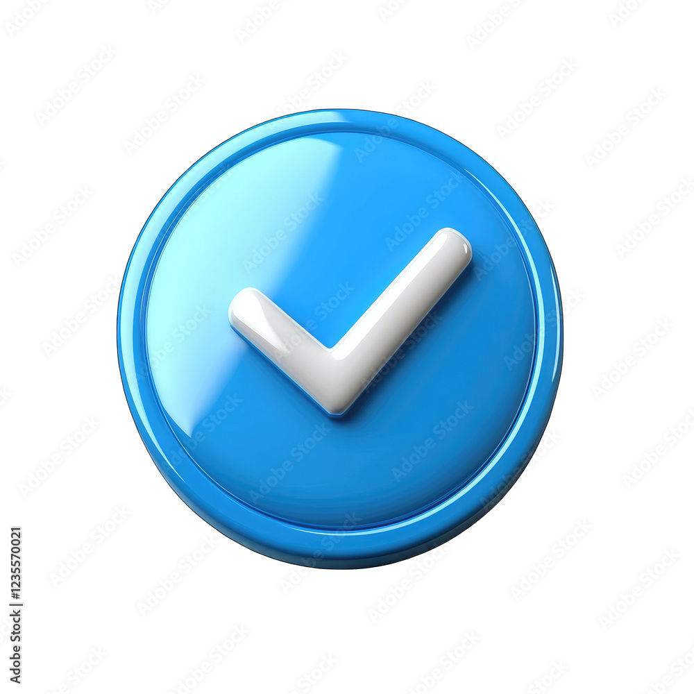 Blue Check Mark Icon Isolated On White Background With Glossy Fi Blue Check Mark Icon Isolated On White Background With Glossy Fi
