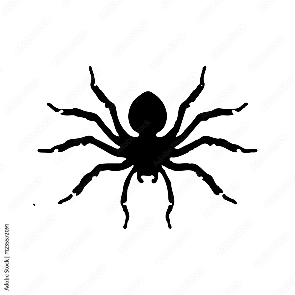 Isolated Spider Black Silhouette Illustration Vector