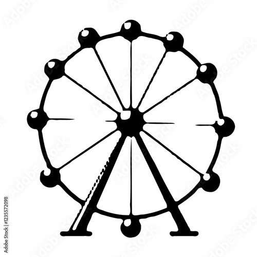 Black and white ferris wheel illustration design