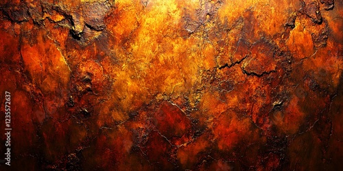 Fiery Orange and Brown Cracked Texture Background Abstract Wall Rustic Grunge Design
