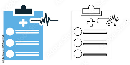 medical chart icon vector, patient records, health monitoring, and medical analysis, hospitals, clinics, doctors, nurses, and healthcare management pictogram symbol ui and ux design, glyphs and line