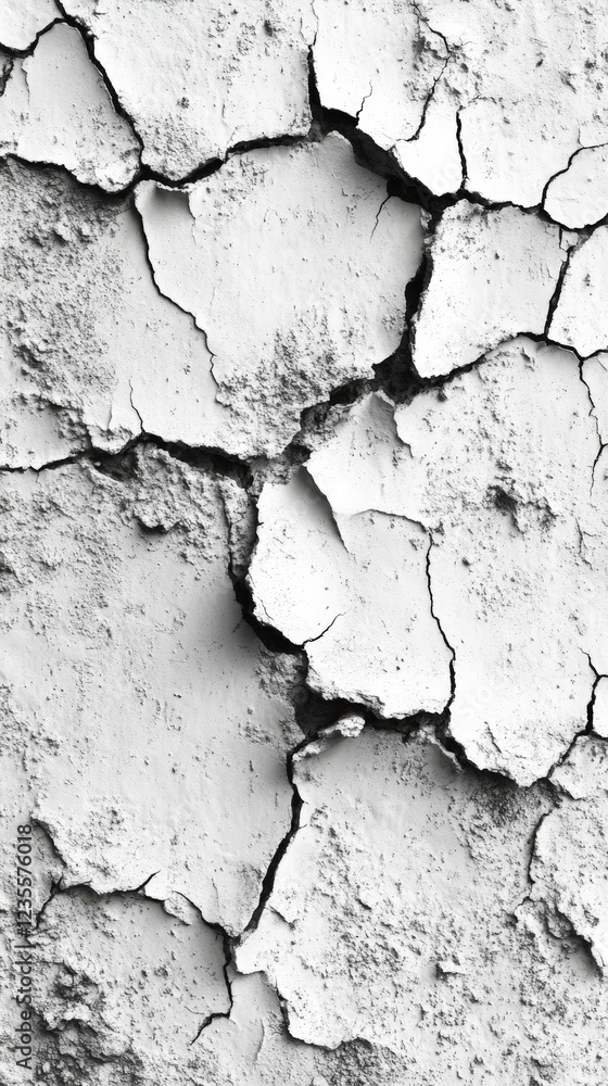 Obraz premium Cracked White Surface Texture: Monochrome Abstract Background