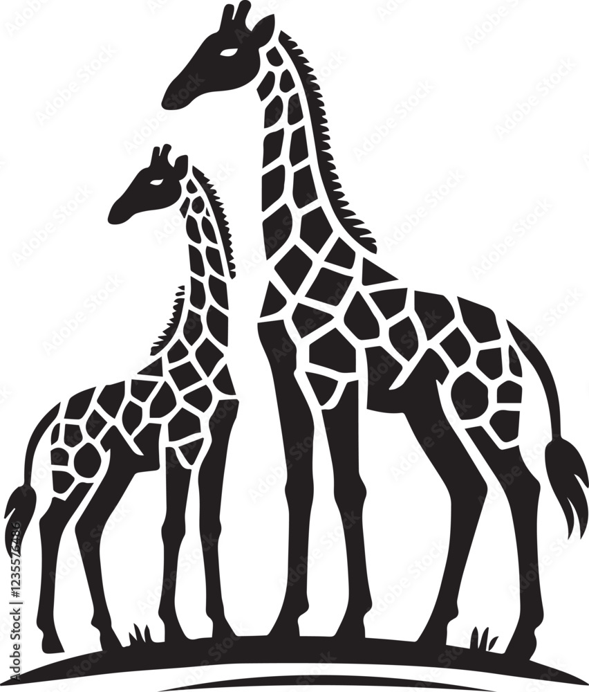 Giraffe silhouette black and white vector icon Giraffe silhouette black and white vector icon