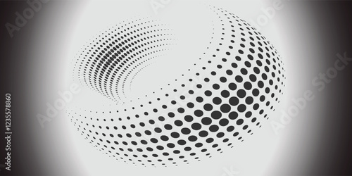 Black dot circle texture white wall background wide banner format with copy space for text. Circular black and white texture