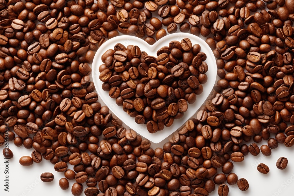 Heart-shaped arrangement of coffee beans on a white background, symbolizing love for coffee (8) Heart-shaped arrangement of coffee beans on a white background, symbolizing love for coffee (8)