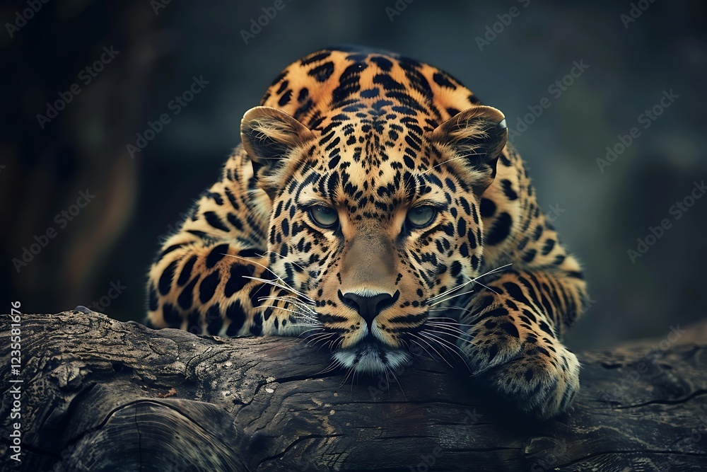 Fototapeta premium A leopard resting on a tree branch