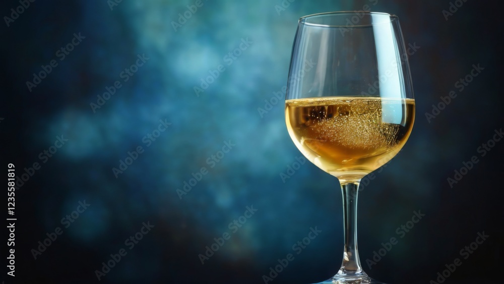 Elegant and Sophisticated CloseUp of Golden Wine Glass with Bubbly White Wine on Dark Background Perfect for Design Elegant and Sophisticated CloseUp of Golden Wine Glass with Bubbly White Wine on Dark Background Perfect for Design