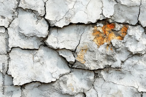 Close Up of Cracked Grey and White Wall Texture