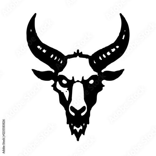 Stylized Animal Head Silhouette with Large Horns