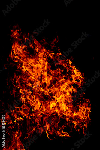 yellow, orange and red Fire flame isolated on background