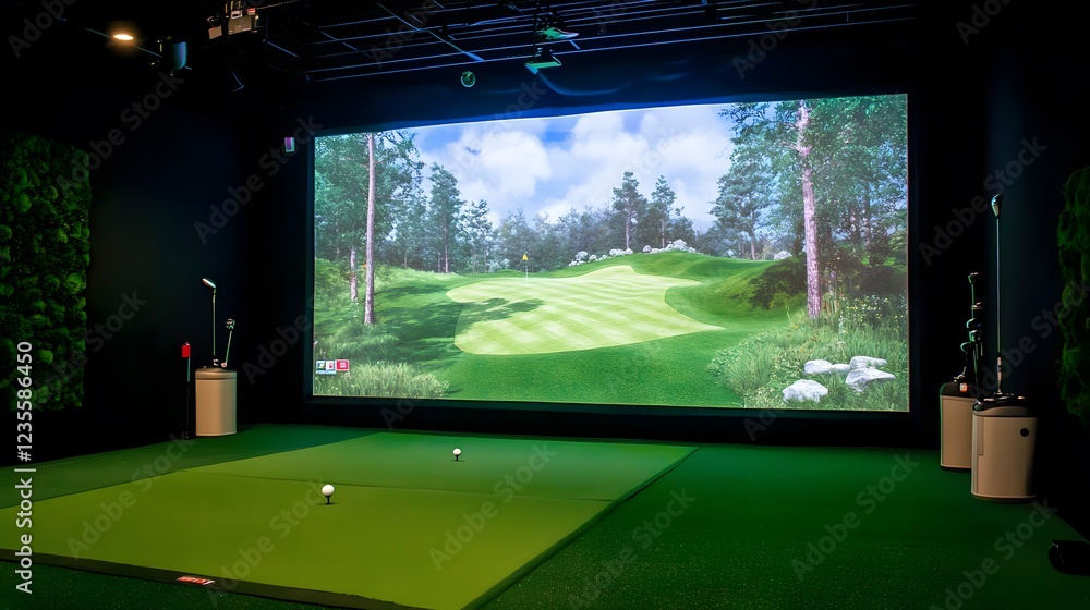 custom made wallpaper toronto digitalIndoor Golf Simulator with Realistic Green Landscape and Screen