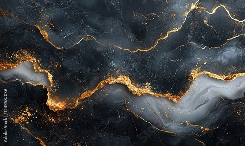 Striking Black and Gold Marble Texture Background